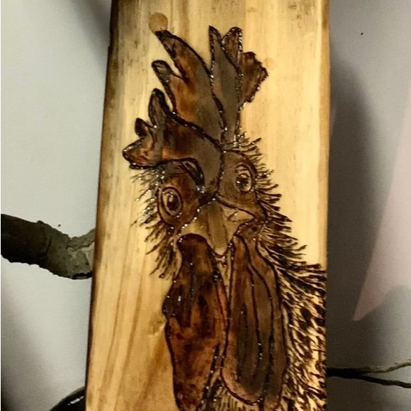 Wood Burned Rooster - Picture 2 of 4